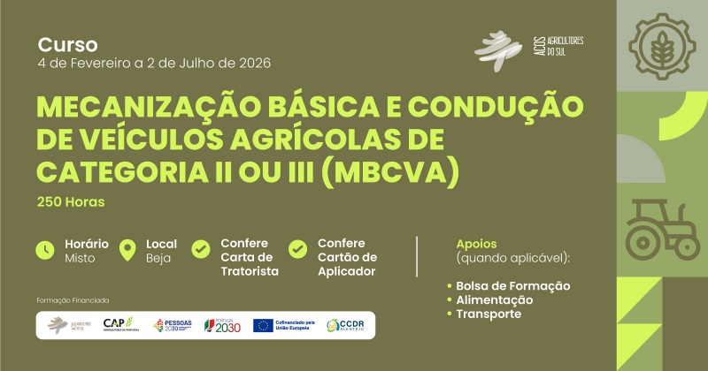 Mecanização Básica e Condução de Veículos Agrícolas de Categoria II ou III | 250 Horas