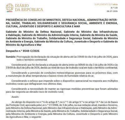 Governo prorrogou declaração da situação de alerta...